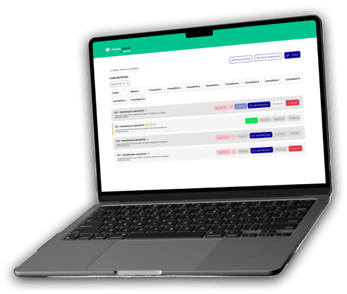 Notebook exibindo a interface do produto Chame Rápido